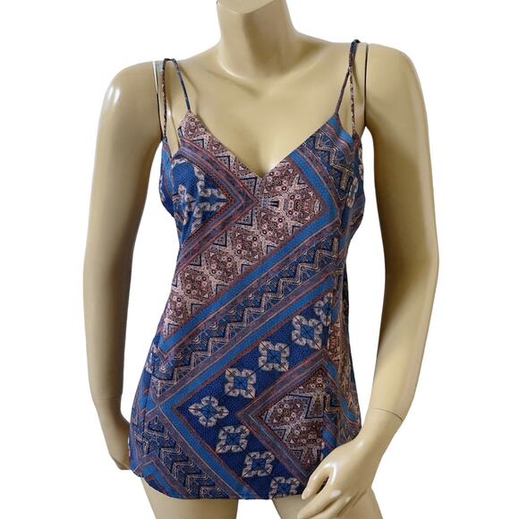 SKIES ARE BLUE Womens Size Small Spaghetti Strap Boho Tribal Cami Tank Top Shirt - Picture 1 of 8